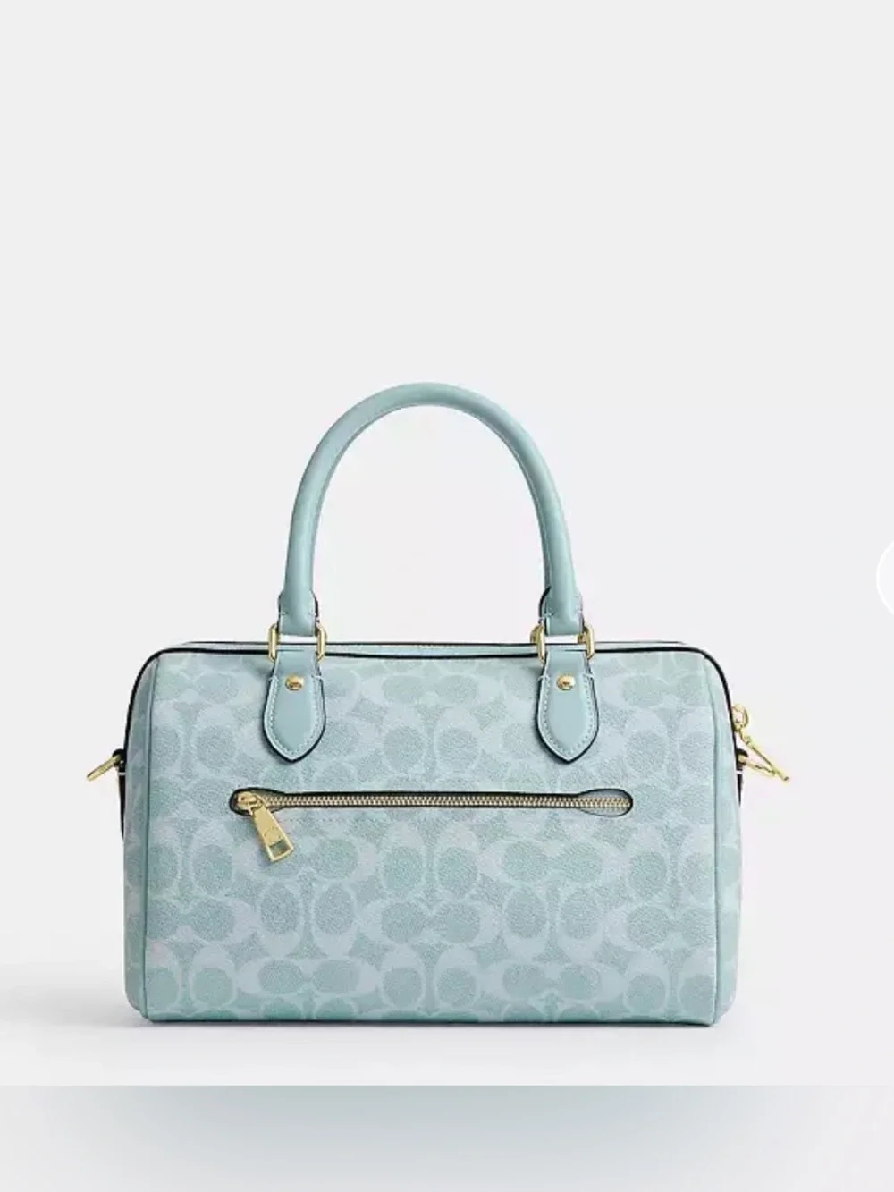 🩵Coach NWT Light Blue Signature C Canvas Rowan Satchel with Gold Hardware